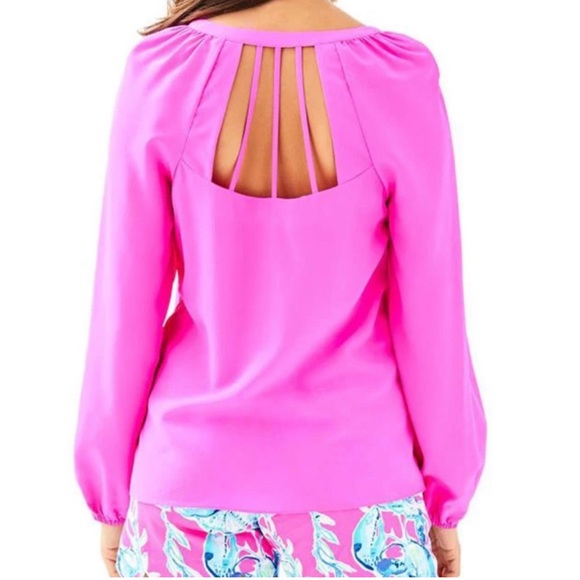 NWT Lilly Pulitzer Leslie Silk Tunic Top in Raz Berry XXS - Picture 2 of 5